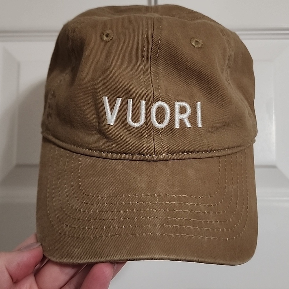 VUORI Embroidered Logo Dad Cap Unisex Adjustable Back Strap Tan Khaki​​​​